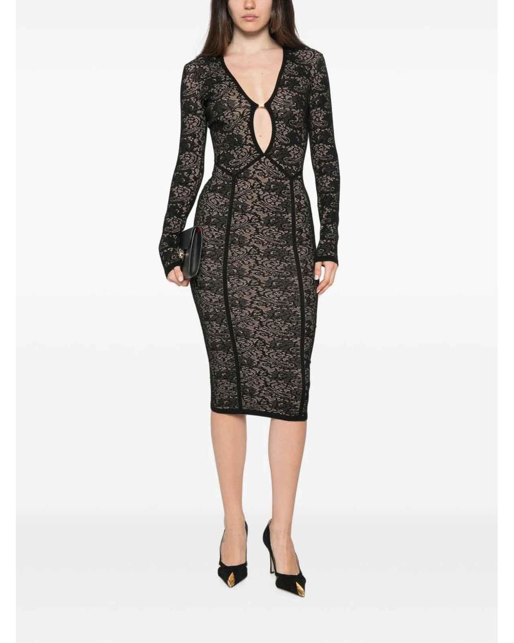 Elisabetta Franchi Black Elegant Lace Dress