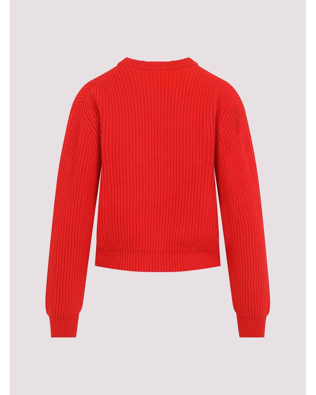 Jil Sander Red Ribbed Knit Sweater
