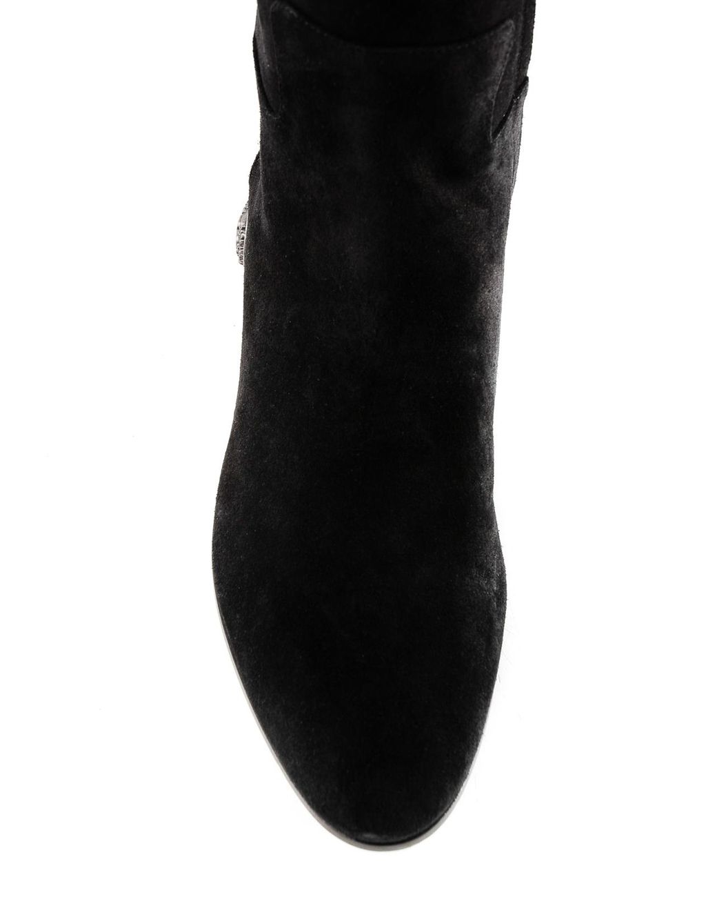 Dolce & Gabbana Black Studded Heel Suede Boots