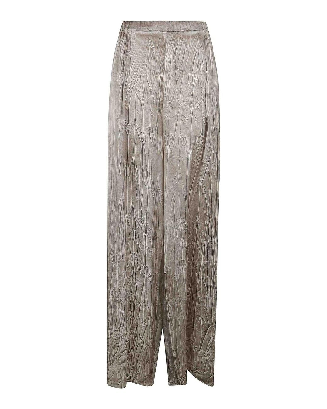Avant Toi Gray Crumpled Effect Silk Palazzo Pants