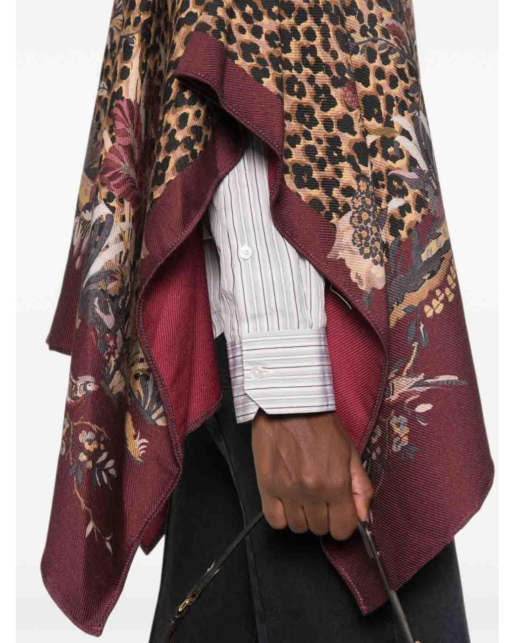 Etro Brown Wool Blend Poncho