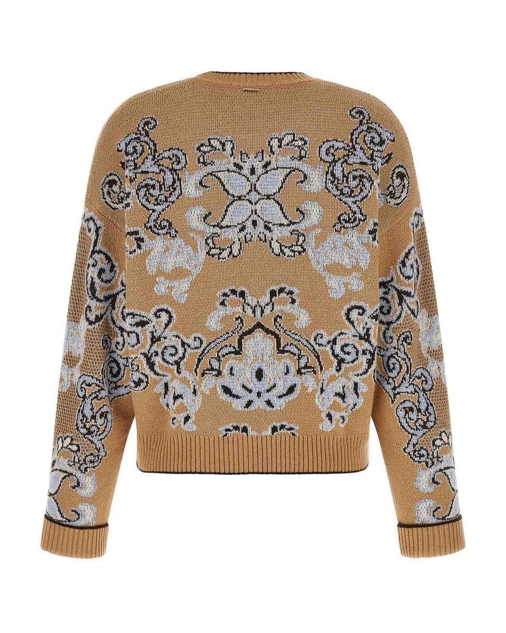 Twinset Brown Jacquard Wool Blend Sweater