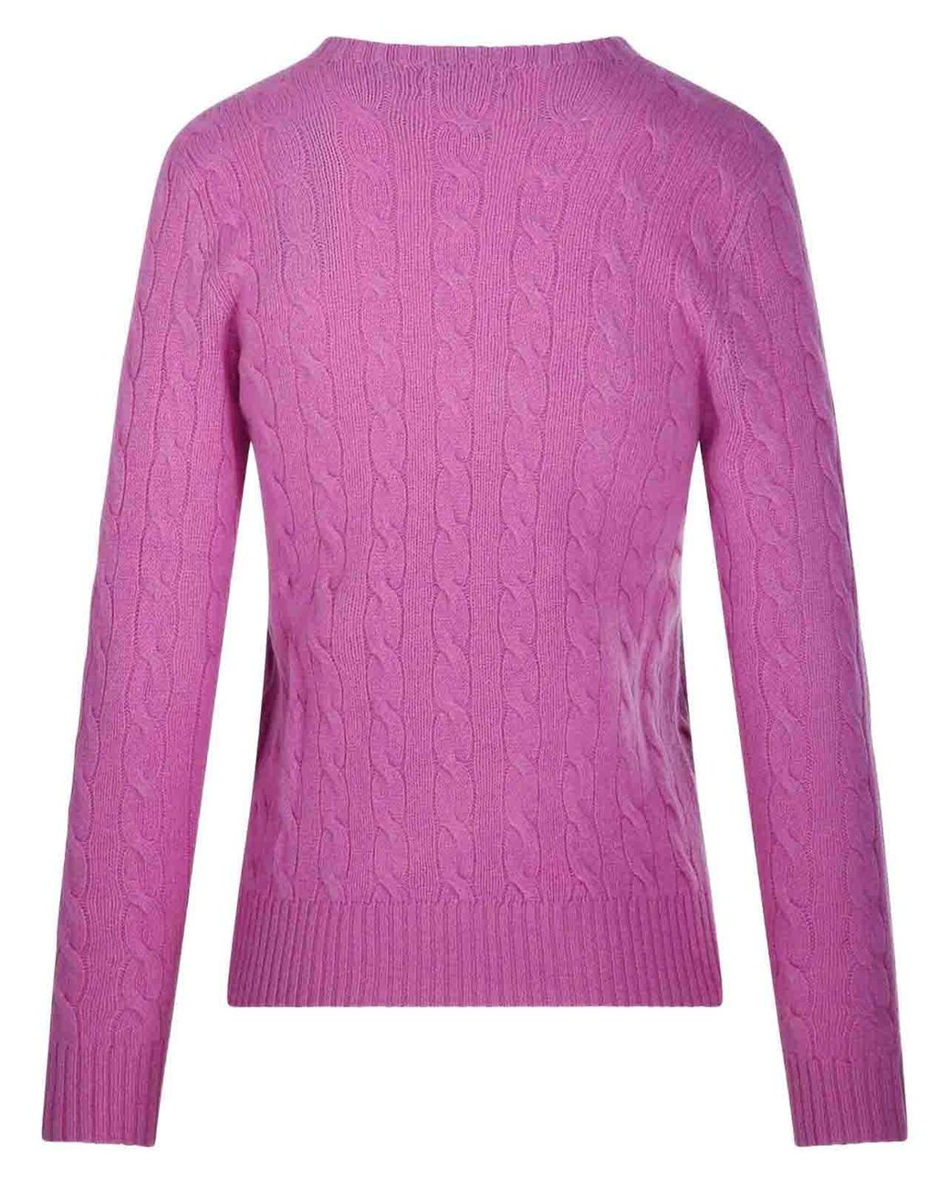 Polo Ralph Lauren Pink Cable Wool And Cashmere Crewneck Jumper