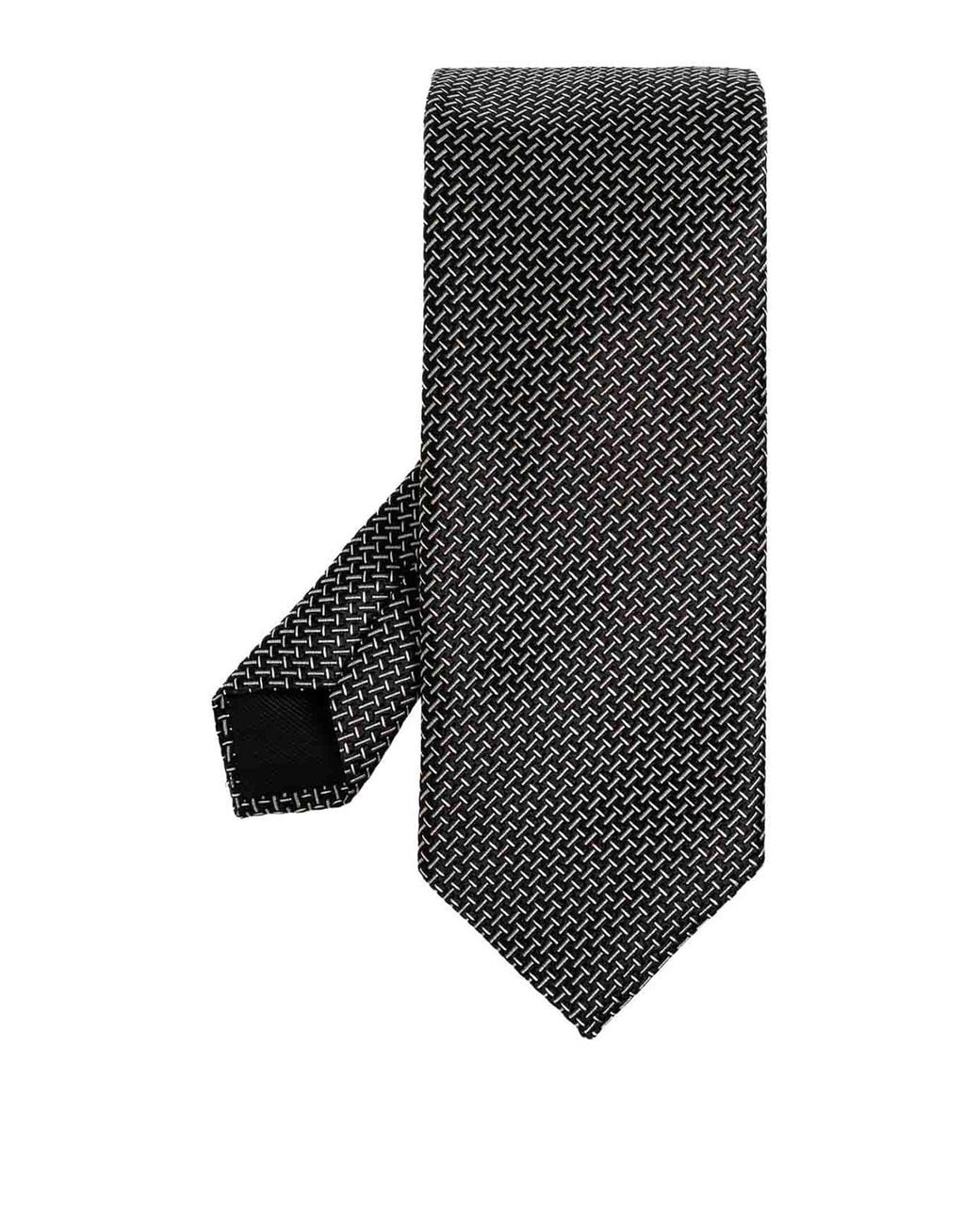 Tom Ford Black Silk Tie With Geometric Pattern for men