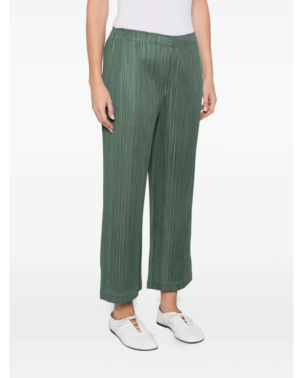 Pleats Please Issey Miyake Green Thicker Bottoms 2 Pleated Trousers