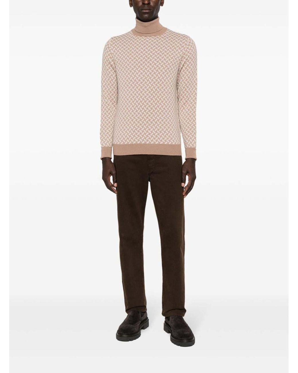 Drumohr White 'Biscottino' Turtle-Neck Sweater for men