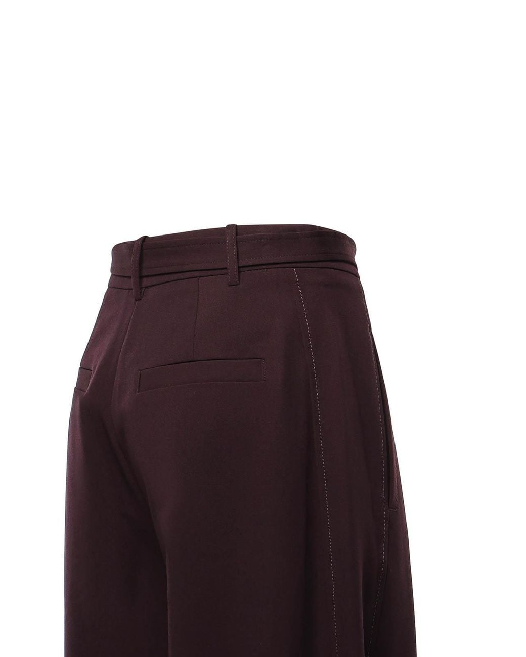 Pinko Purple Belted Viscose Blend Trousers