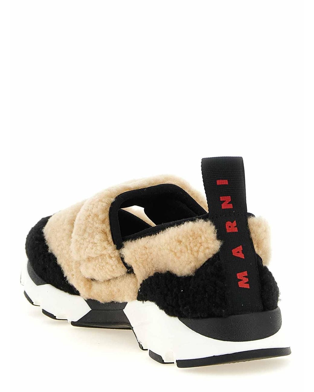 Marni White Mary Jane Fur Sneakers