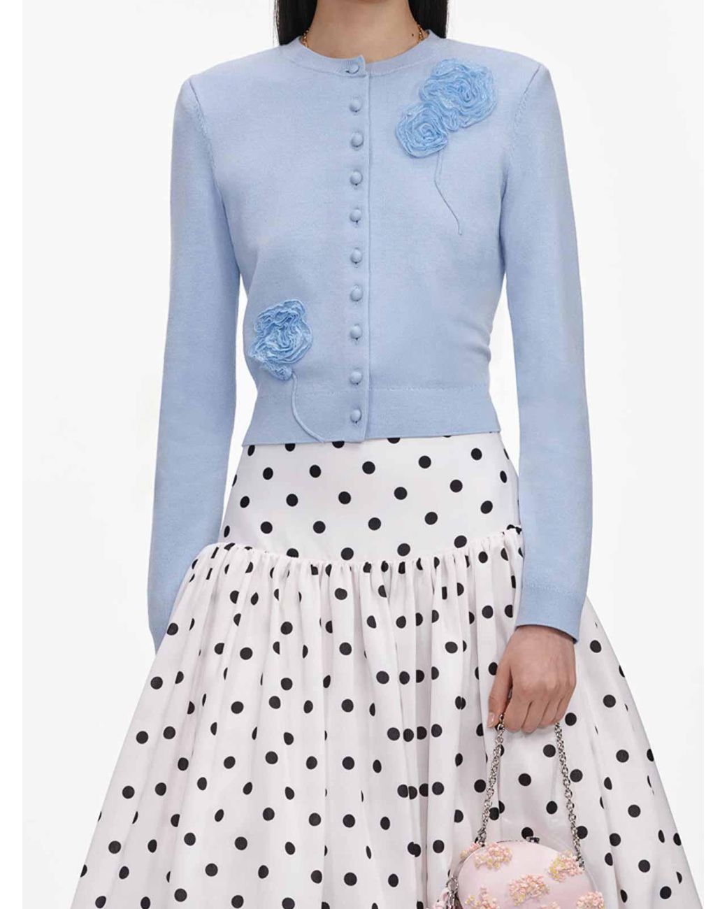 Self-Portrait Blue Flower Knit Cardigan