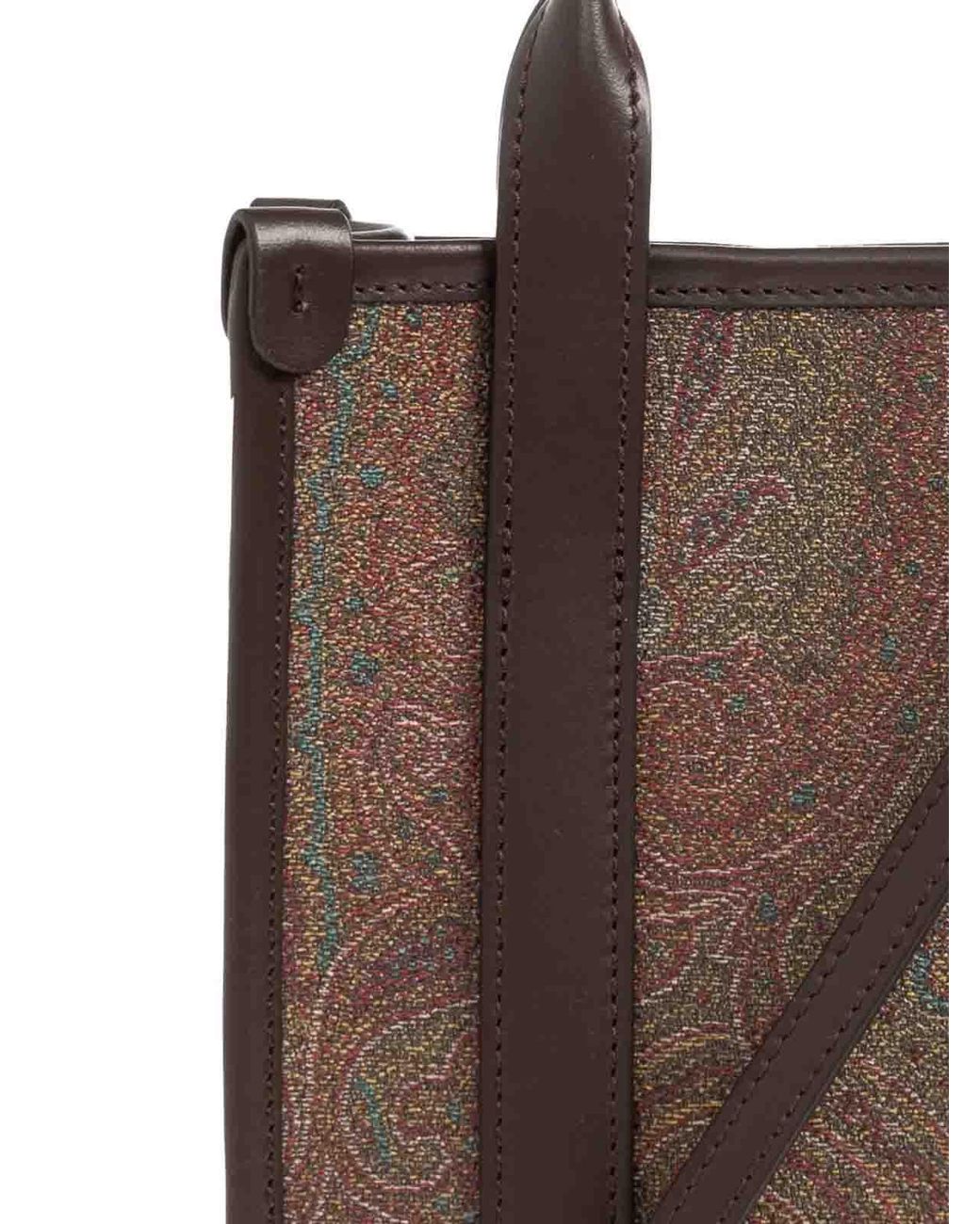 Etro Brown Xs Paisley Tote Shopping Bag
