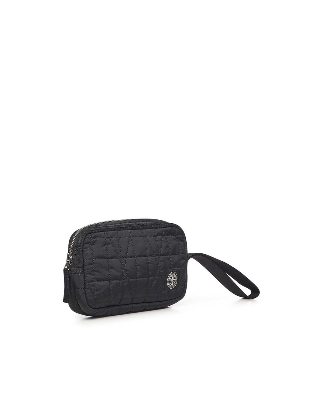 Stone Island Black Metallic Nylon Clutch With Logo for men