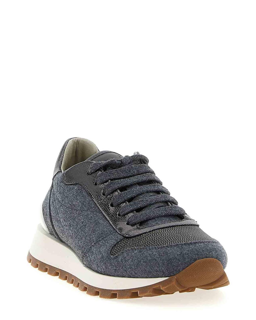 Brunello Cucinelli Blue Runners Precious Toe Sneakers