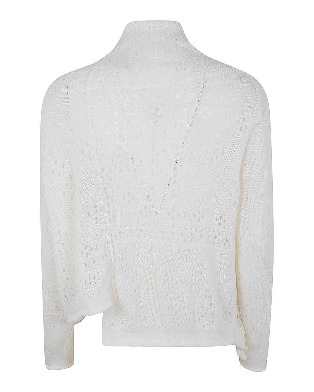 Y's Yohji Yamamoto White Off-Neck Cropped Button Cardigan