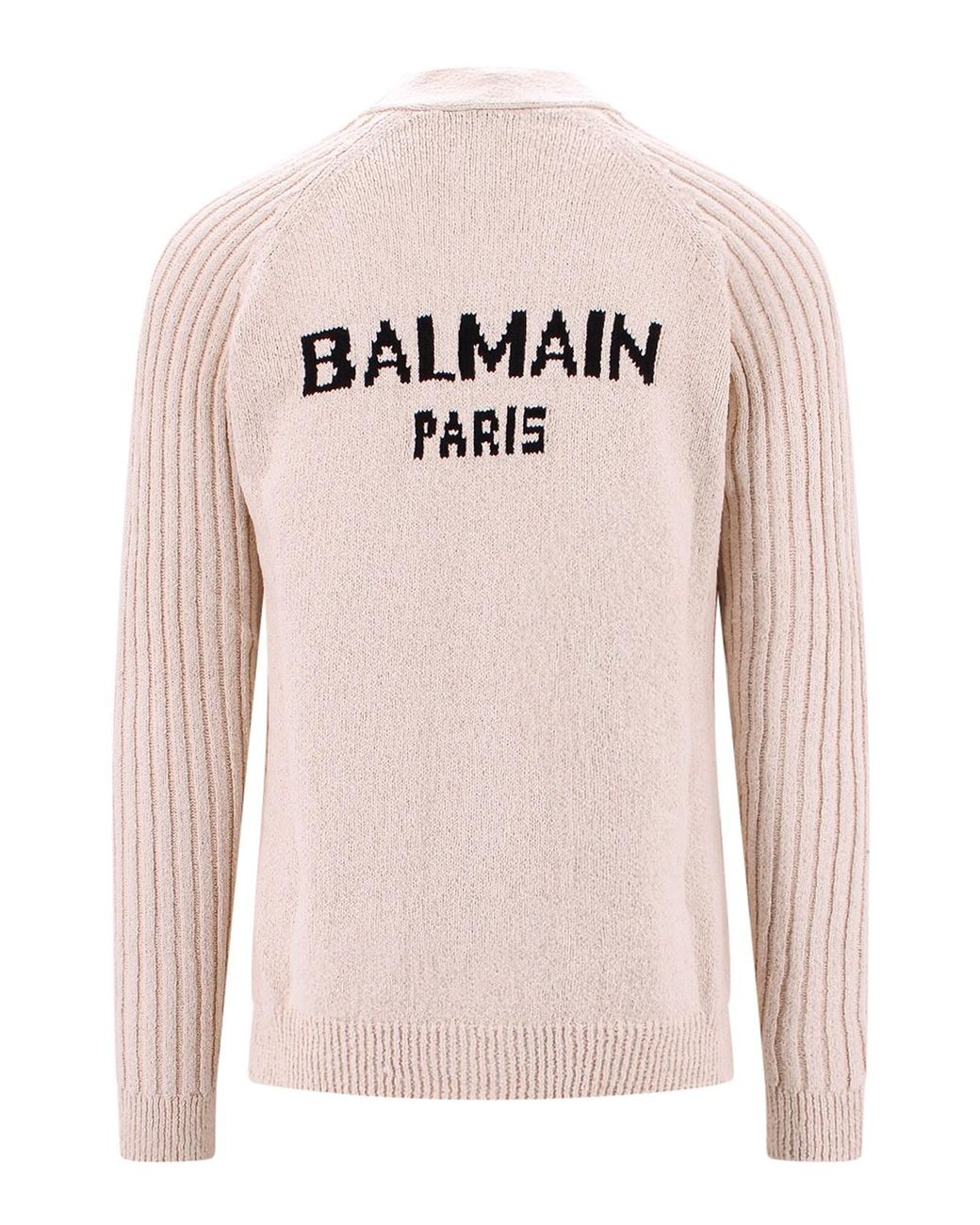 Balmain Pink Cotton Blend Cardigan With Back Logo for men