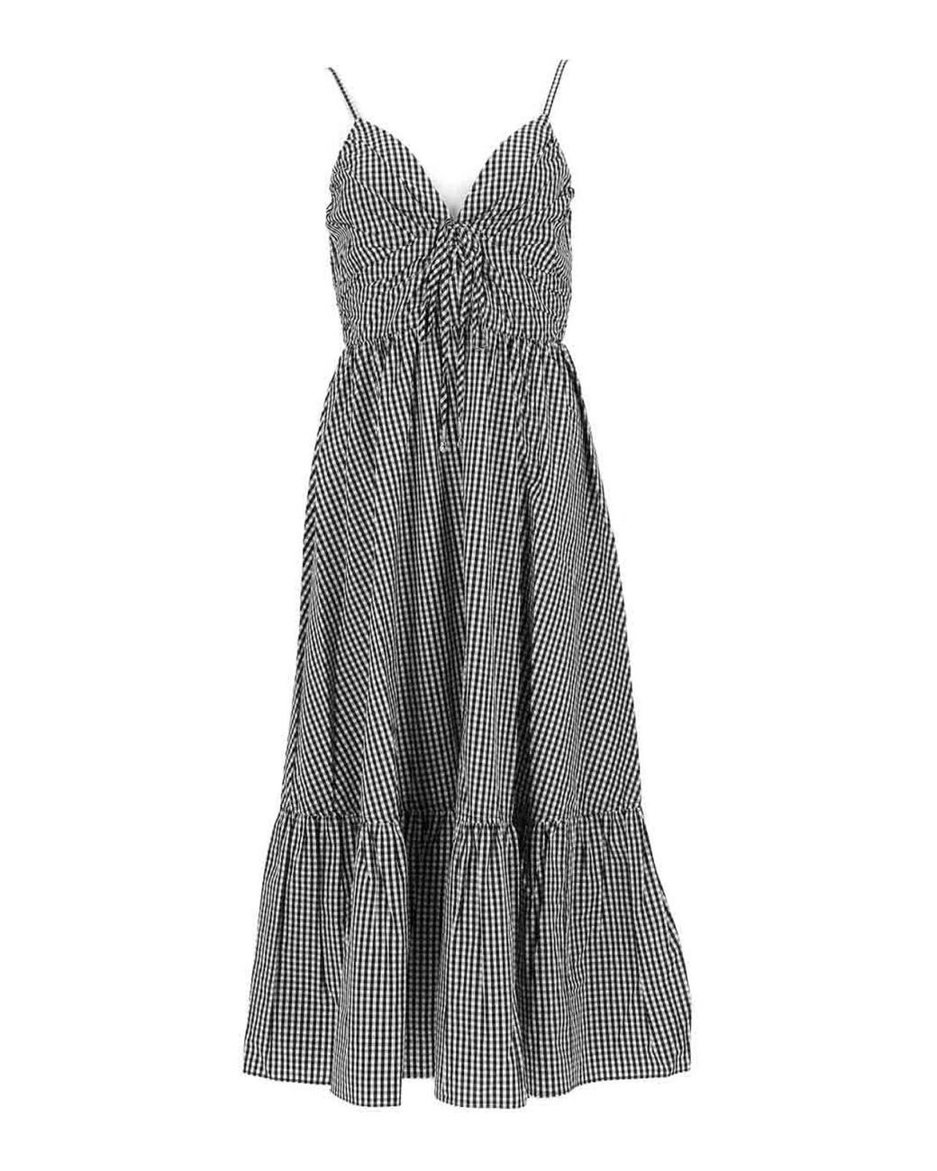 MICHAEL Michael Kors Gray Checkered Cotton Midi Dress