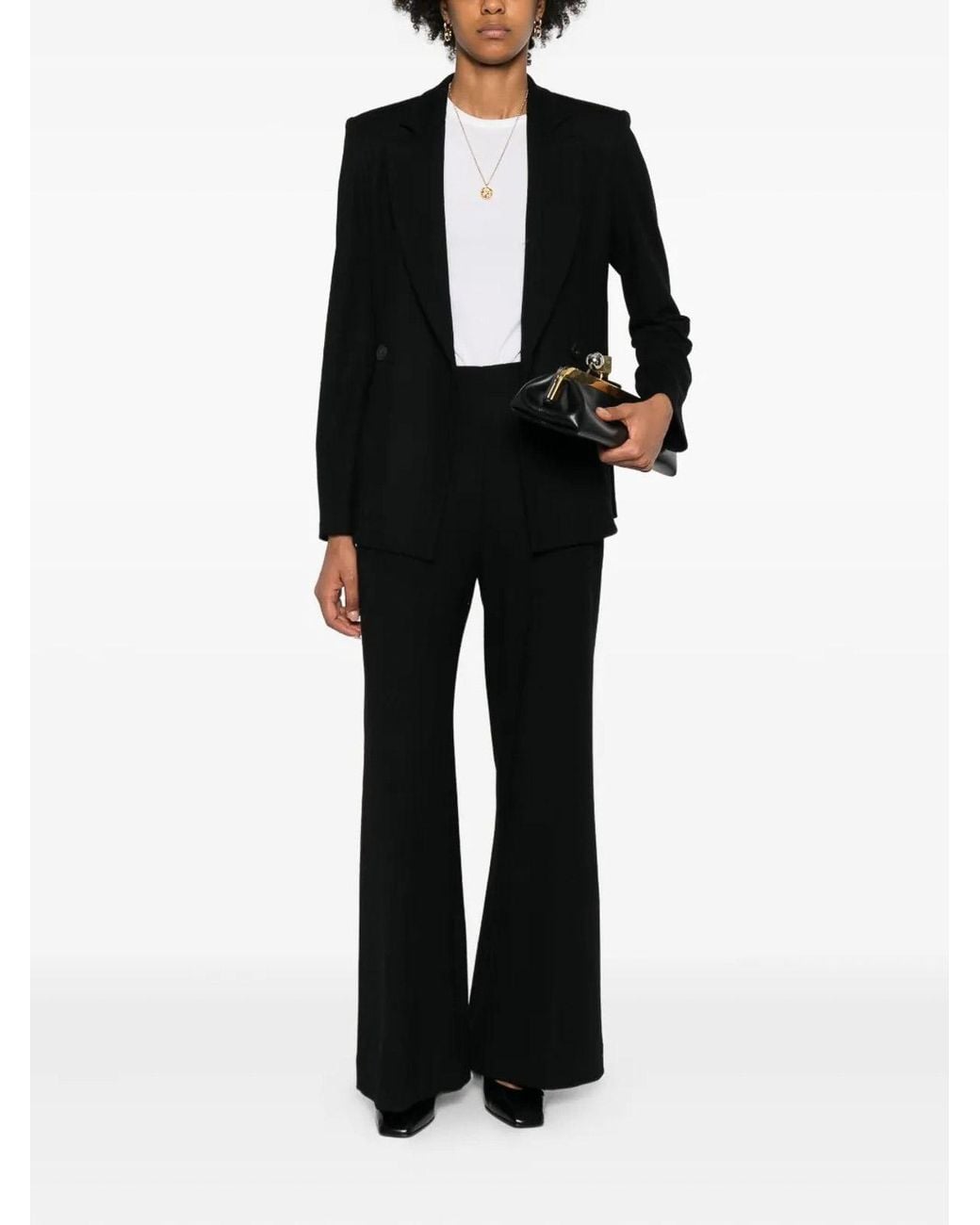 Harris Wharf London Black Flared Superfine Merino Trousers