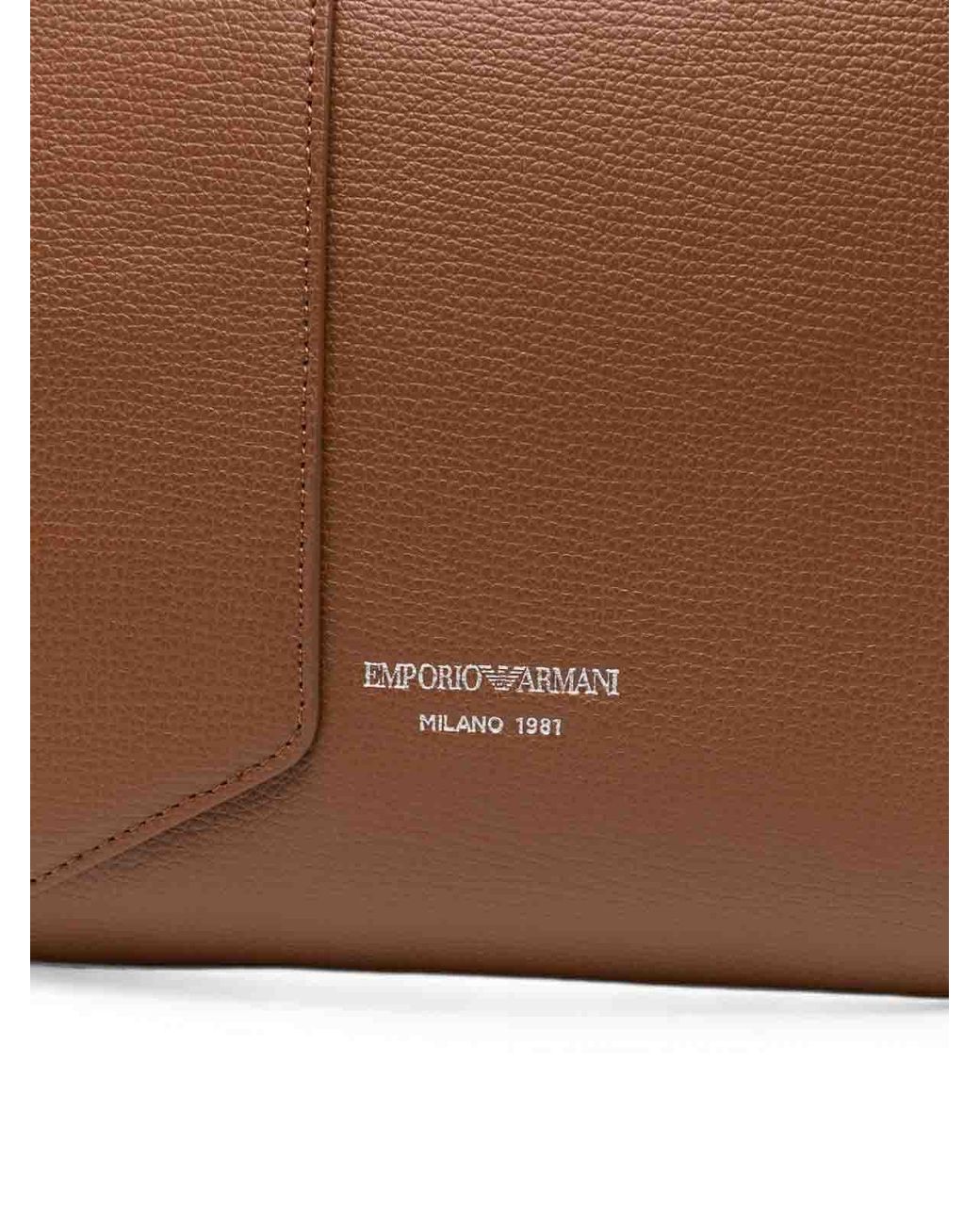 Emporio Armani Brown Medium Leather Tote Bag