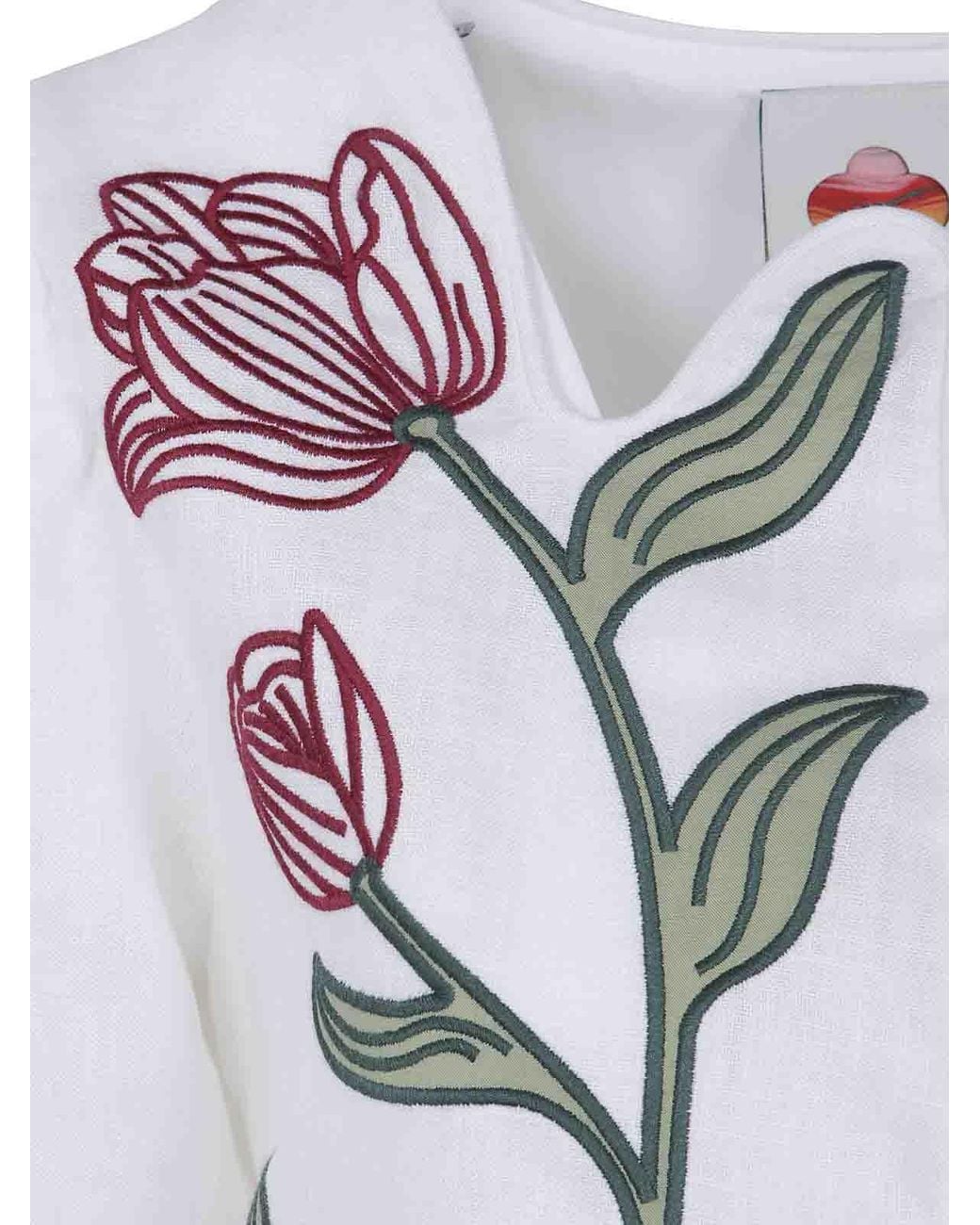 Farm Rio White Flower Crop Top Short Sleeve