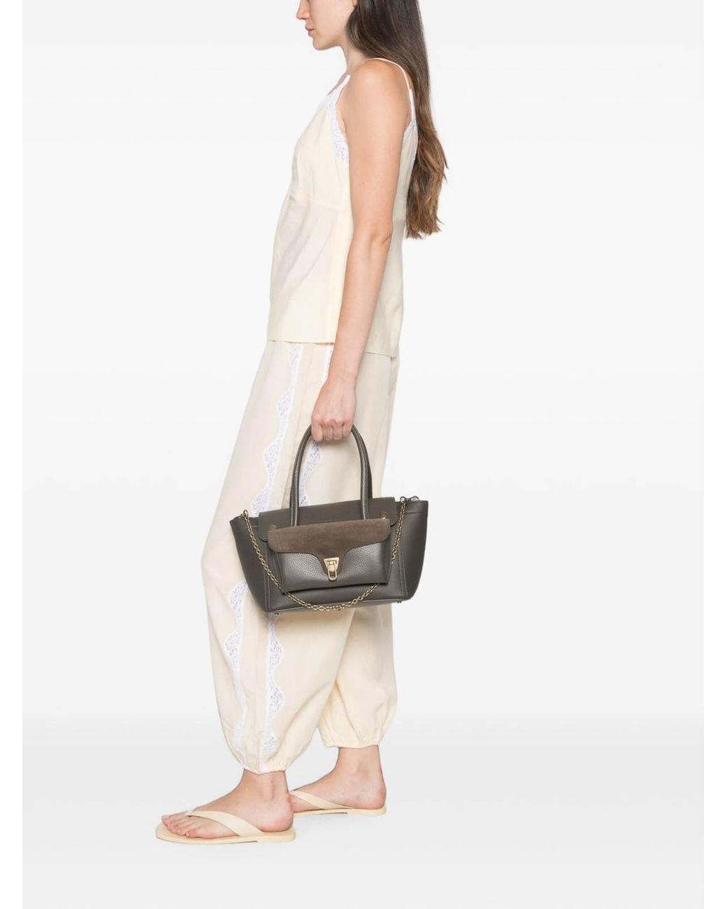 Coccinelle Brown Leather Bag With Suede Details