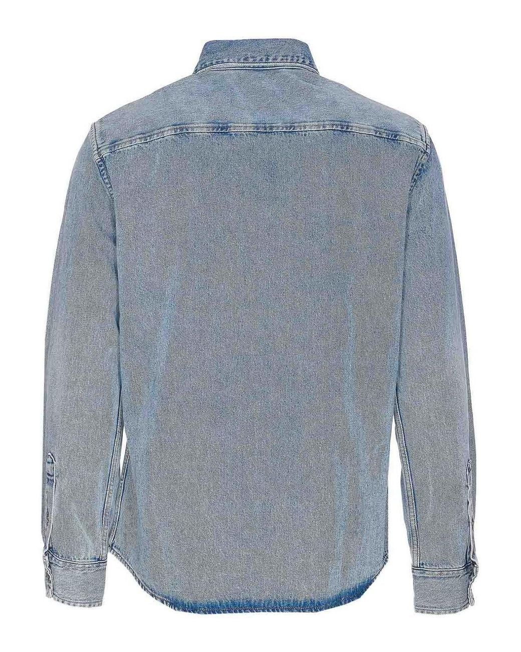 AMI Blue Denim Adc Denim Shirt Frontal Buttons Closure for men