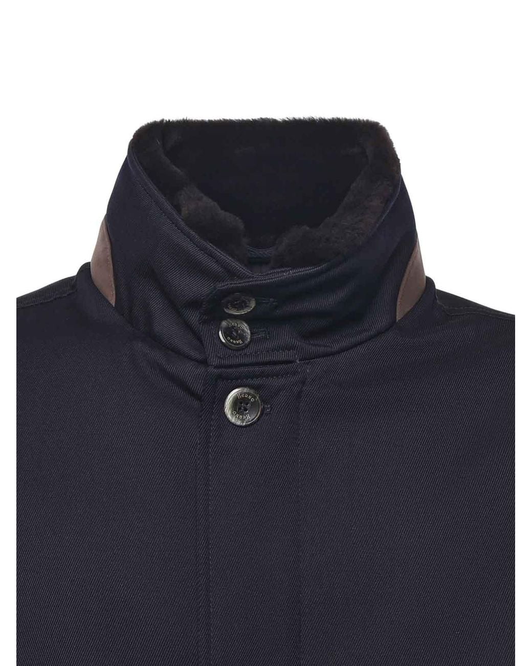 Herno Blue Diagonal Wool Carcoat for men