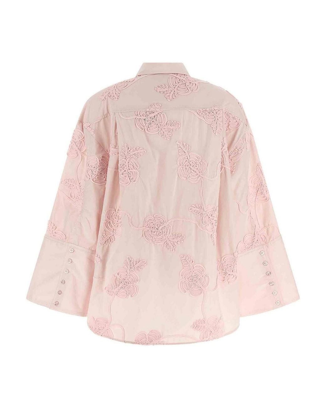 ROTATE BIRGER CHRISTENSEN Pink Floral Embroidery Shirt