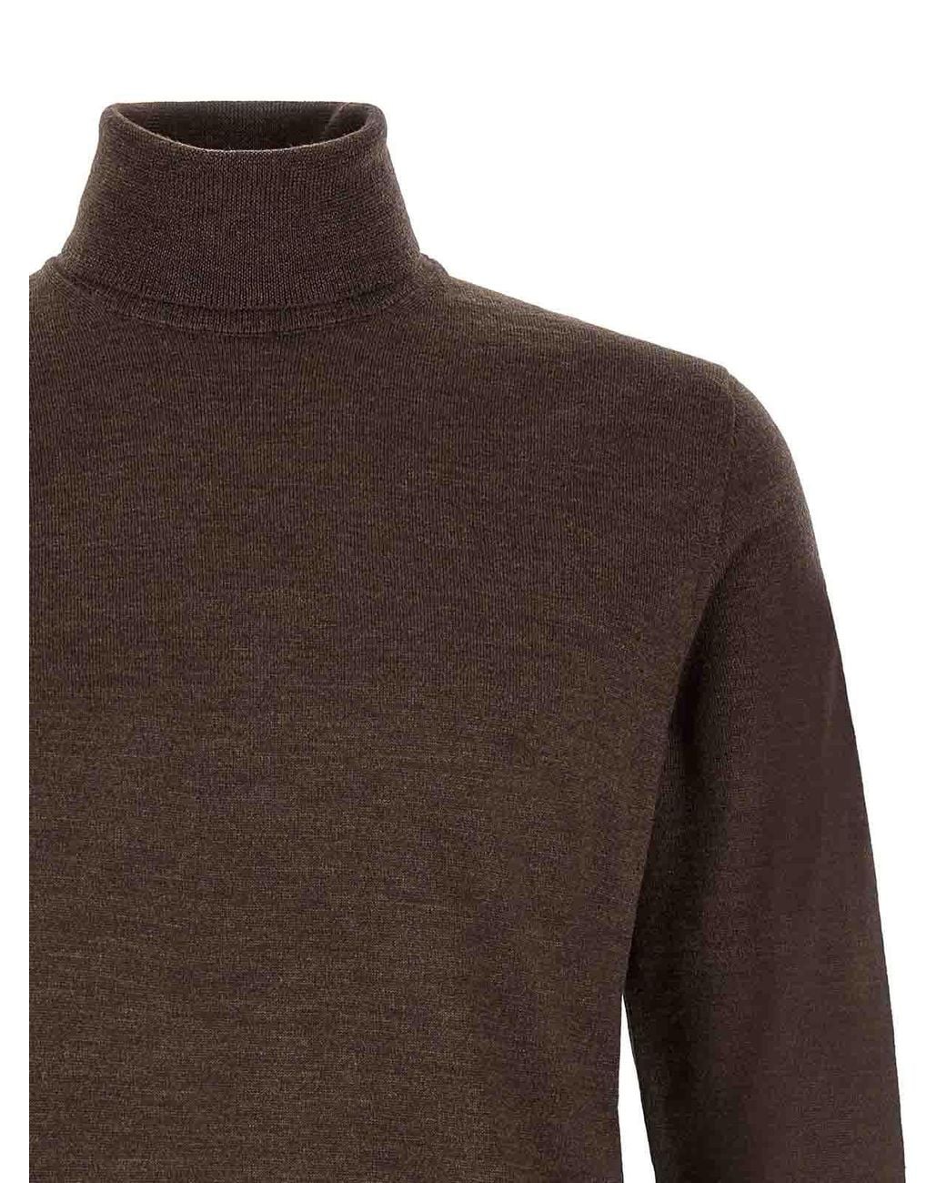 Zanone Brown Turtle-Neck Sweater for men