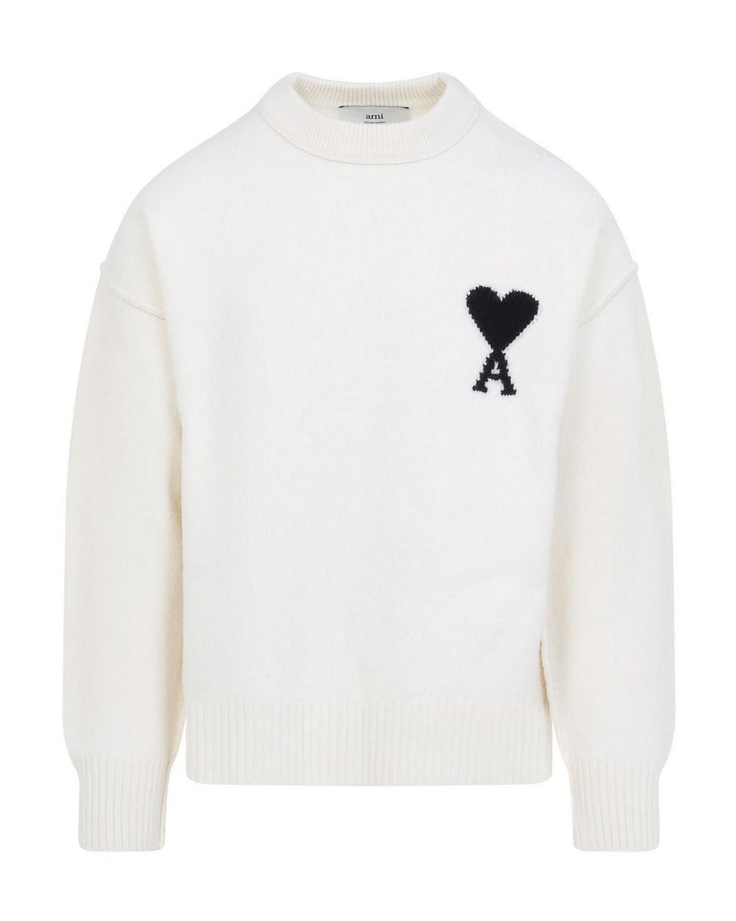 AMI White Adc Crewneck Sweater for men