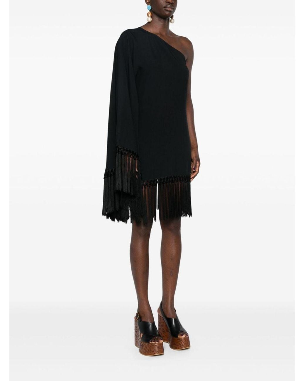Taller Marmo Black Piccolo Arno Fringed Short Dress