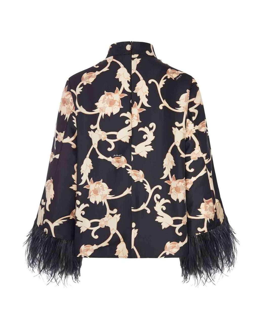 LaDoubleJ Black Printed Blouse With High Collar