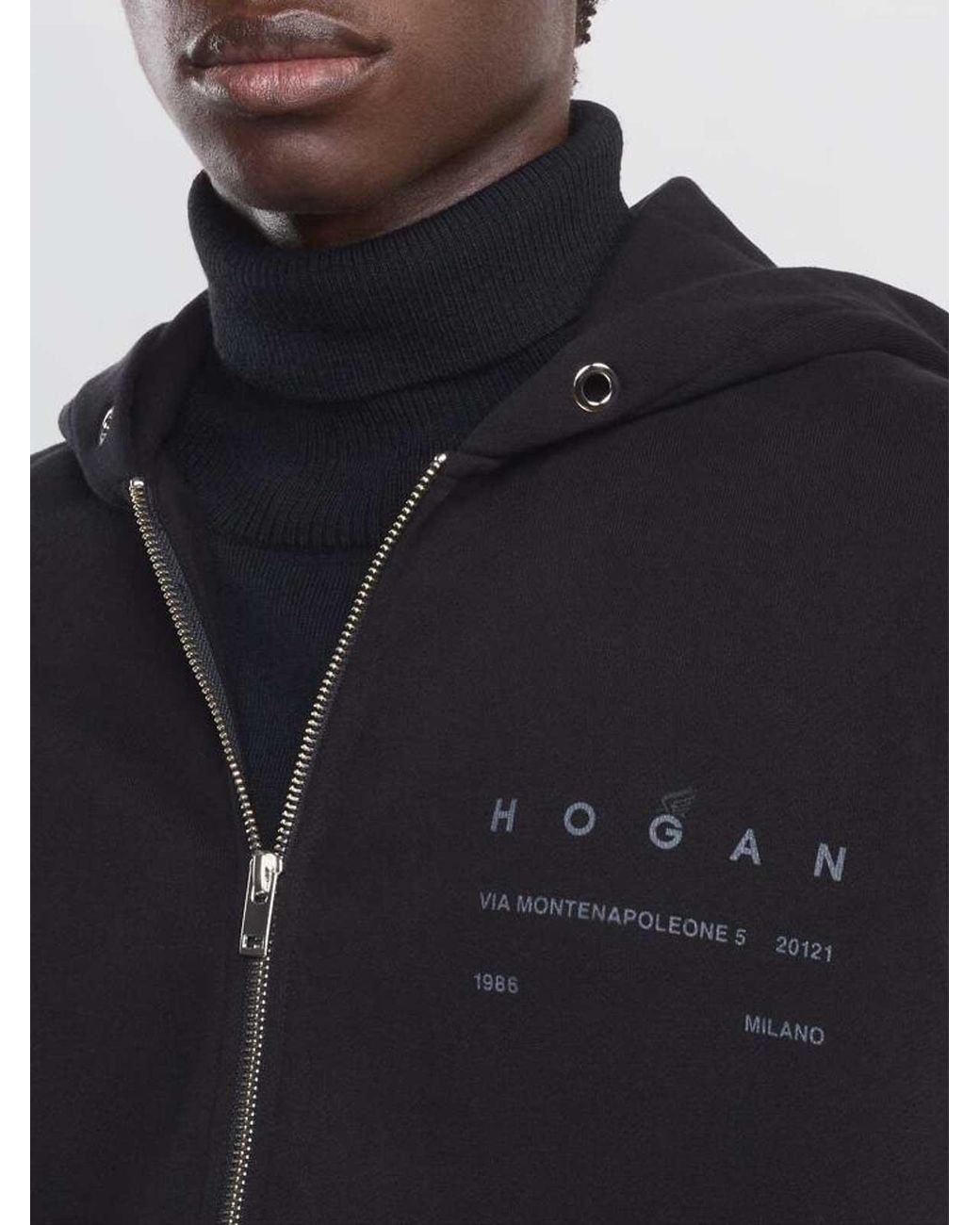 Hogan Black Zipper Hoodie for men