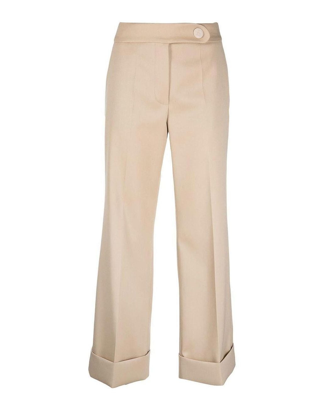 Lanvin Natural Mid-Rise Cropped Wool Trousers