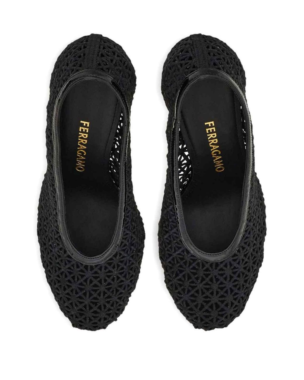 Ferragamo Black Macram Pumps