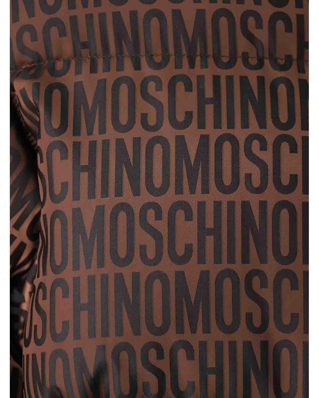 Moschino Brown Logo Duffle Coat for men