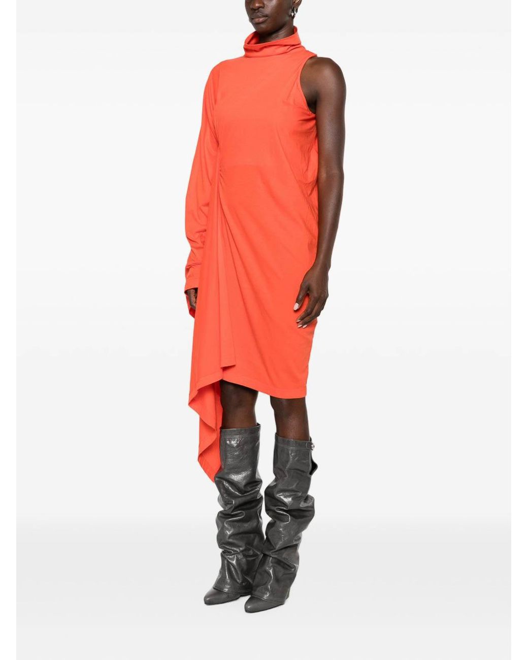 Balenciaga Red Draped Midi Dress