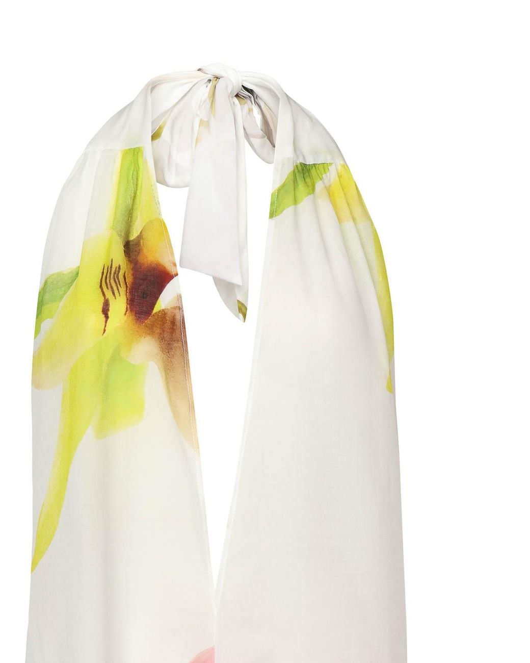 Genny White Long Dress With Orchid Print