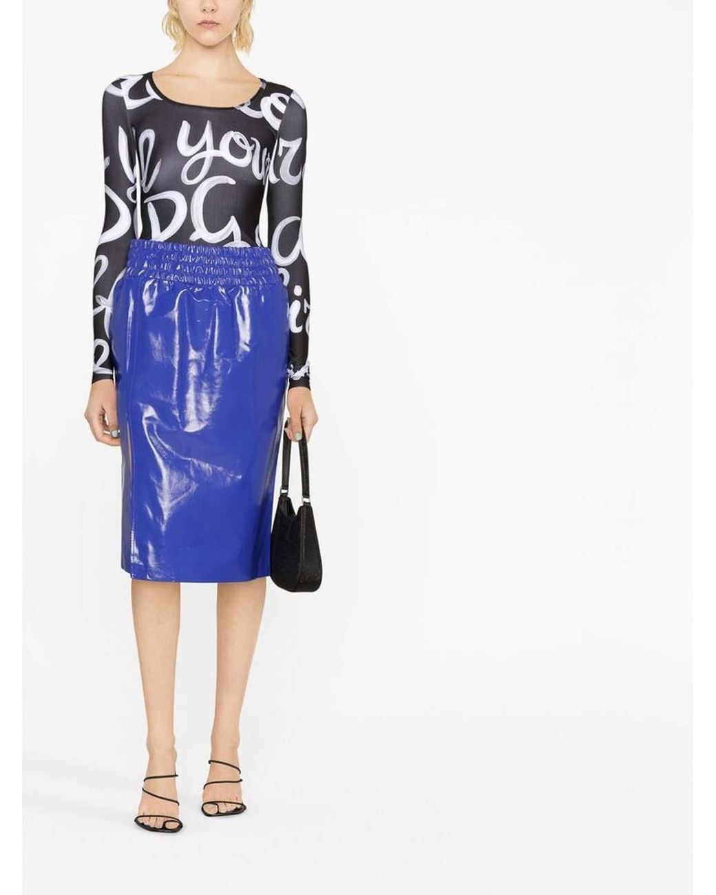 Tom Ford Blue Leather Skirt