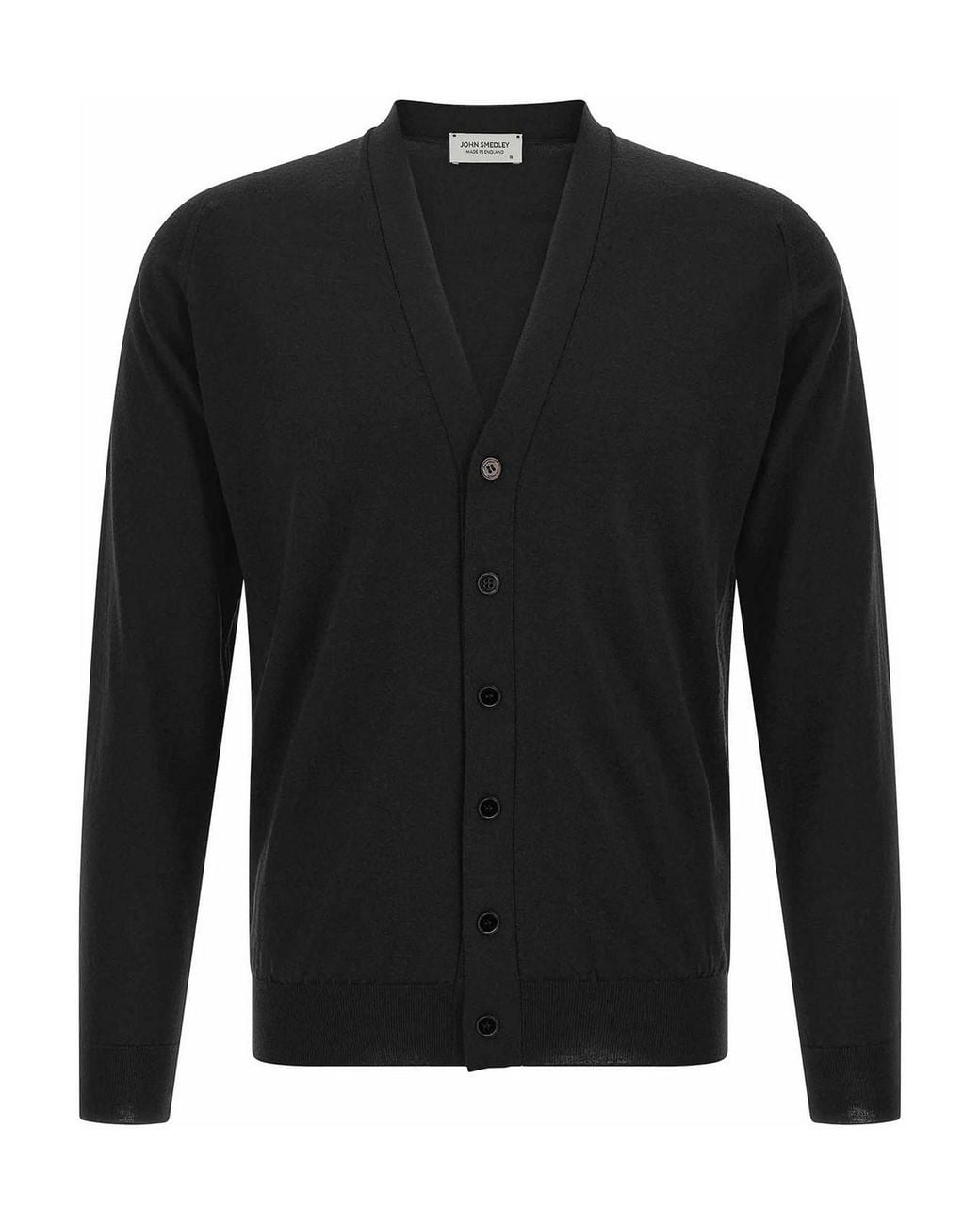 John Smedley Black Bradrick Merino Wool Cardigan for men