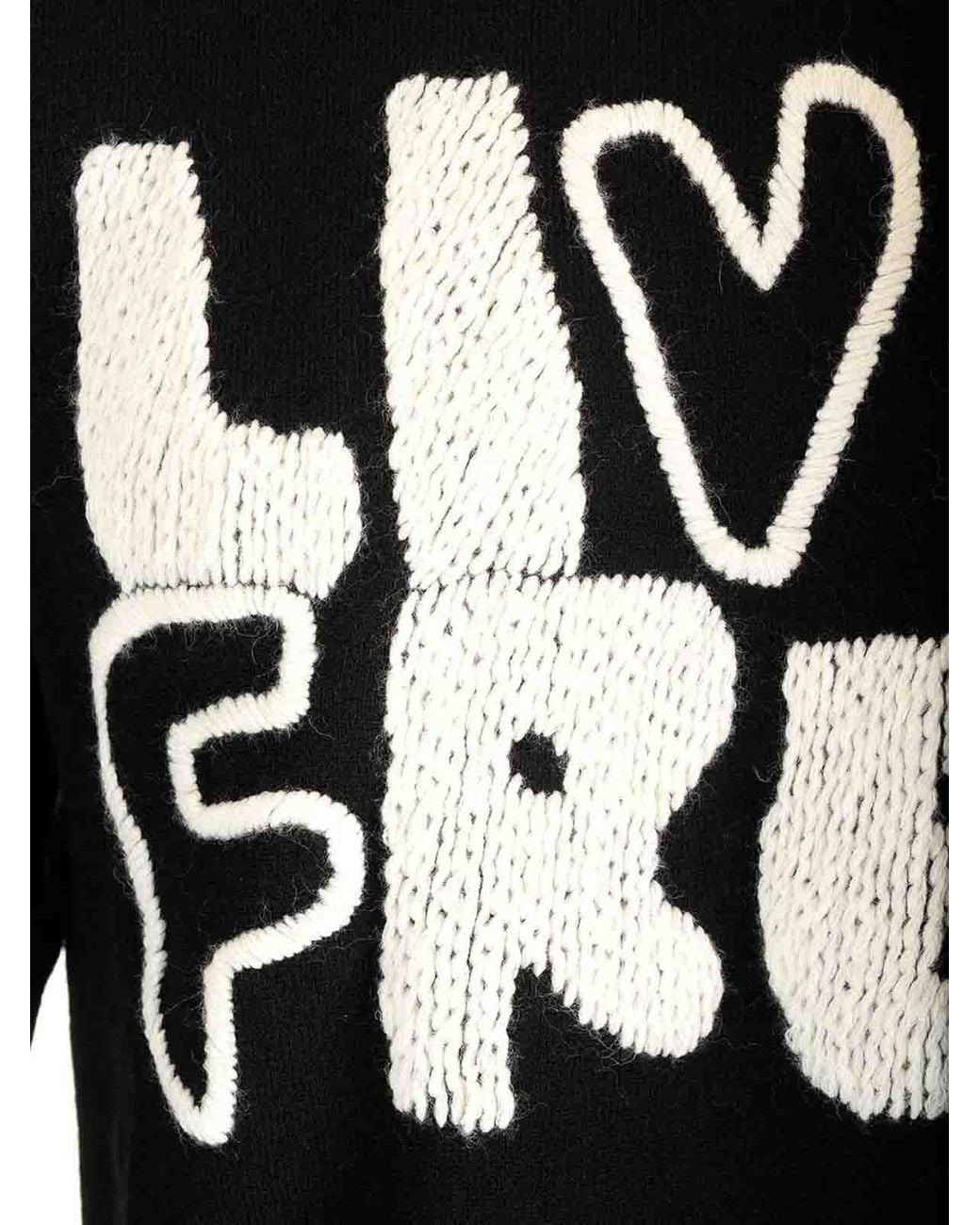 Comme des Garçons Black Wool Crewnewck Sweater With Embroidery for men