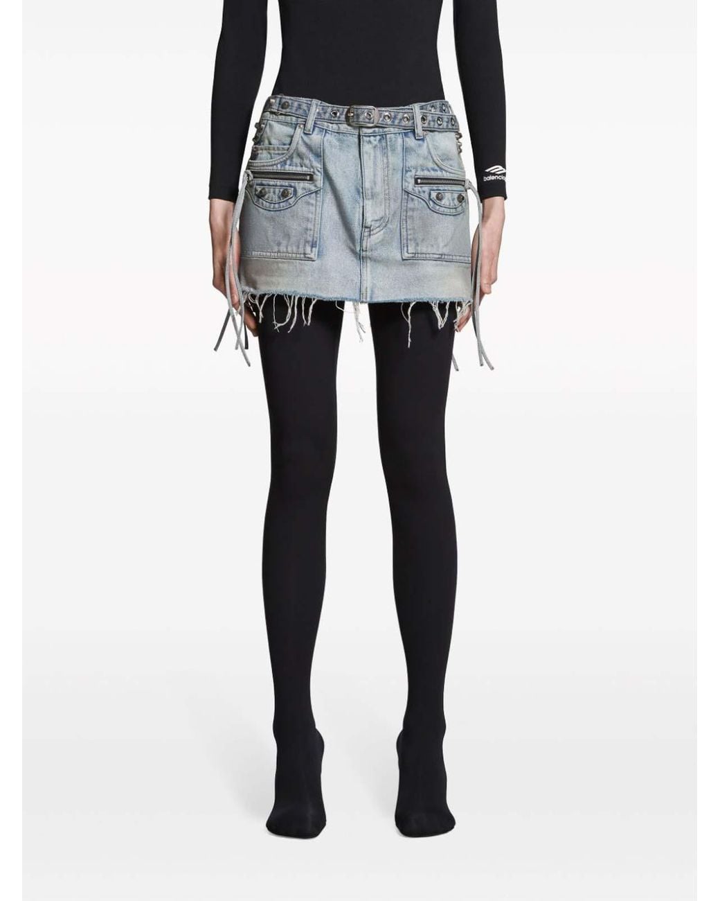 Balenciaga Blue Cagole Denim Mini Skirt