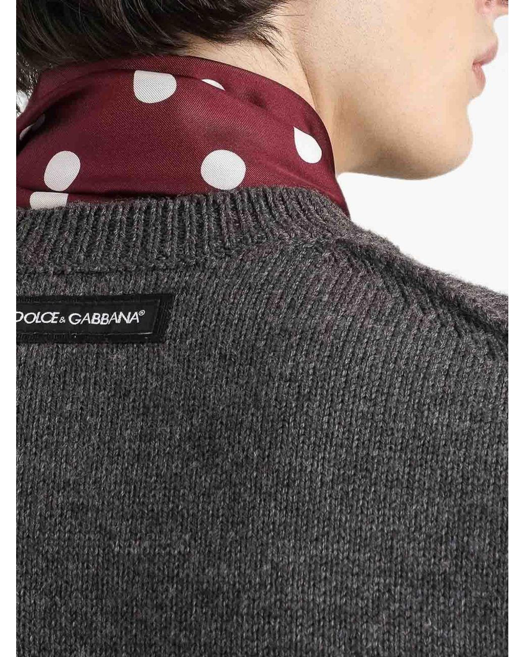 Dolce & Gabbana Gray Wool Crew-Neck Sweater for men