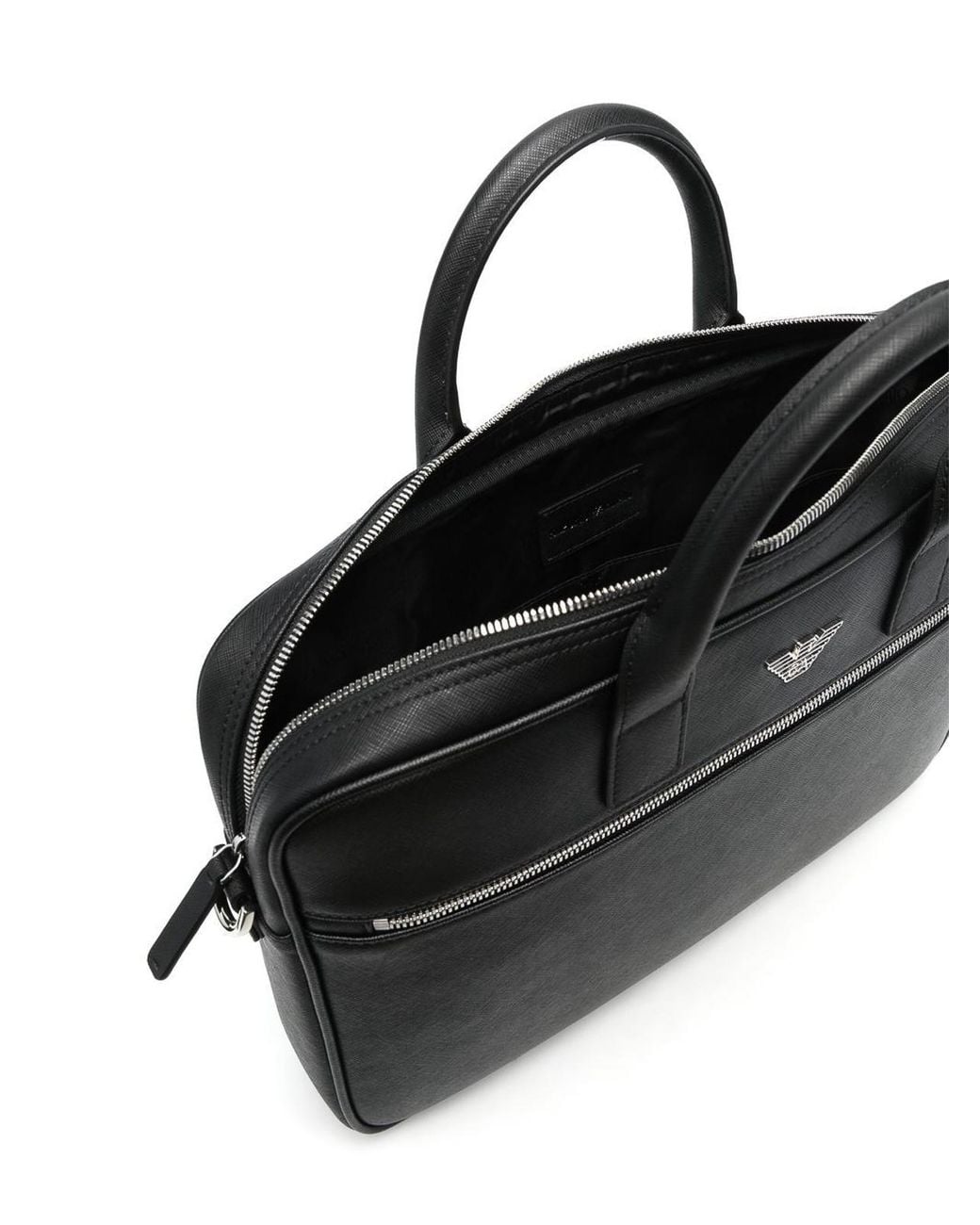 Emporio Armani Black Logo-Plaque Laptop Case for men