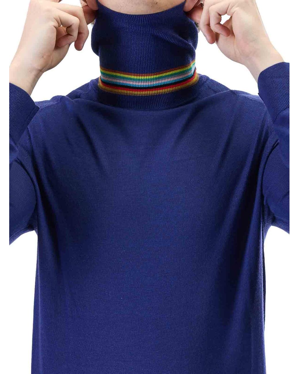 Paul Smith Blue Extrafine Merino Turtleneck for men