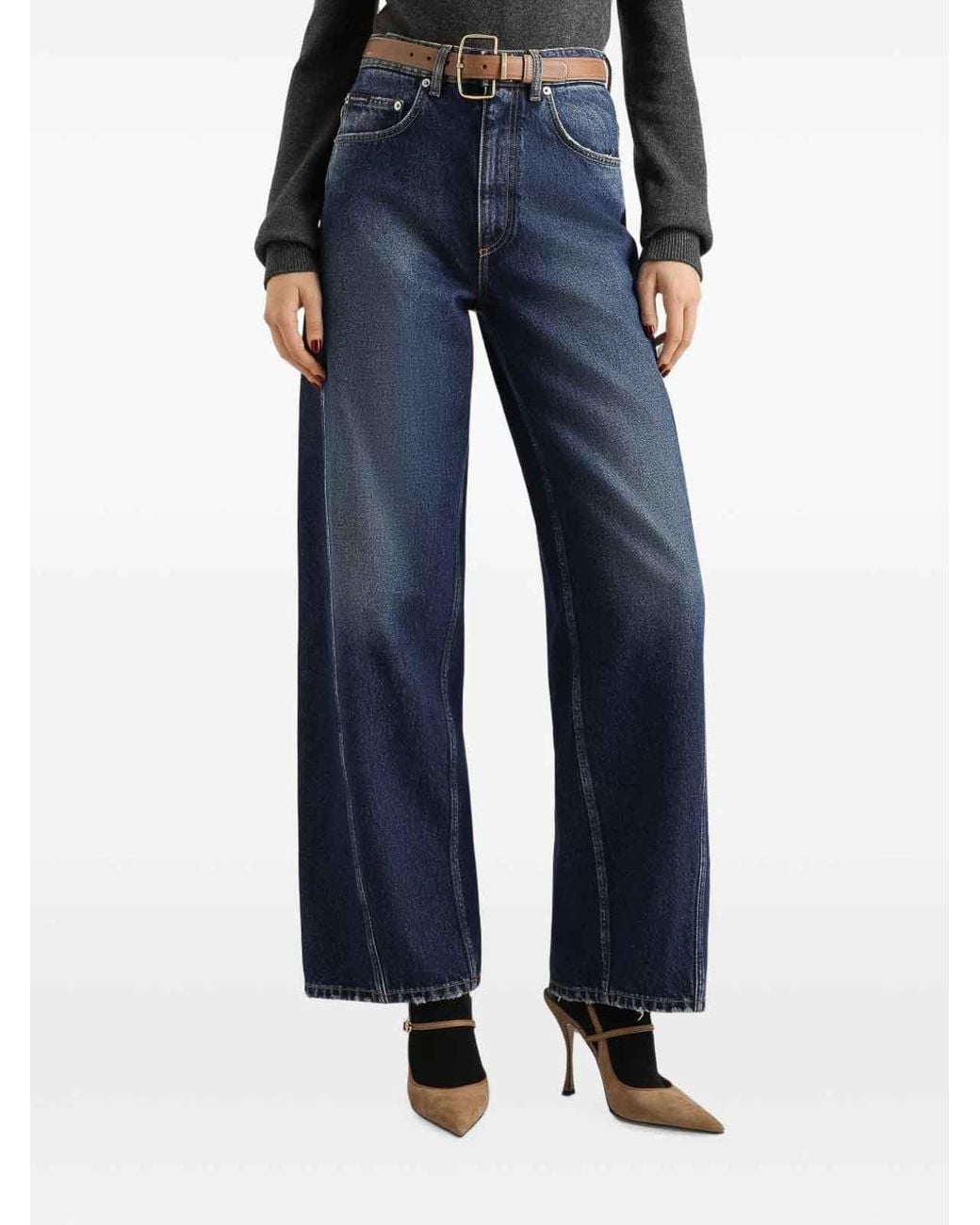 Dolce & Gabbana Blue Wide Leg Jeans