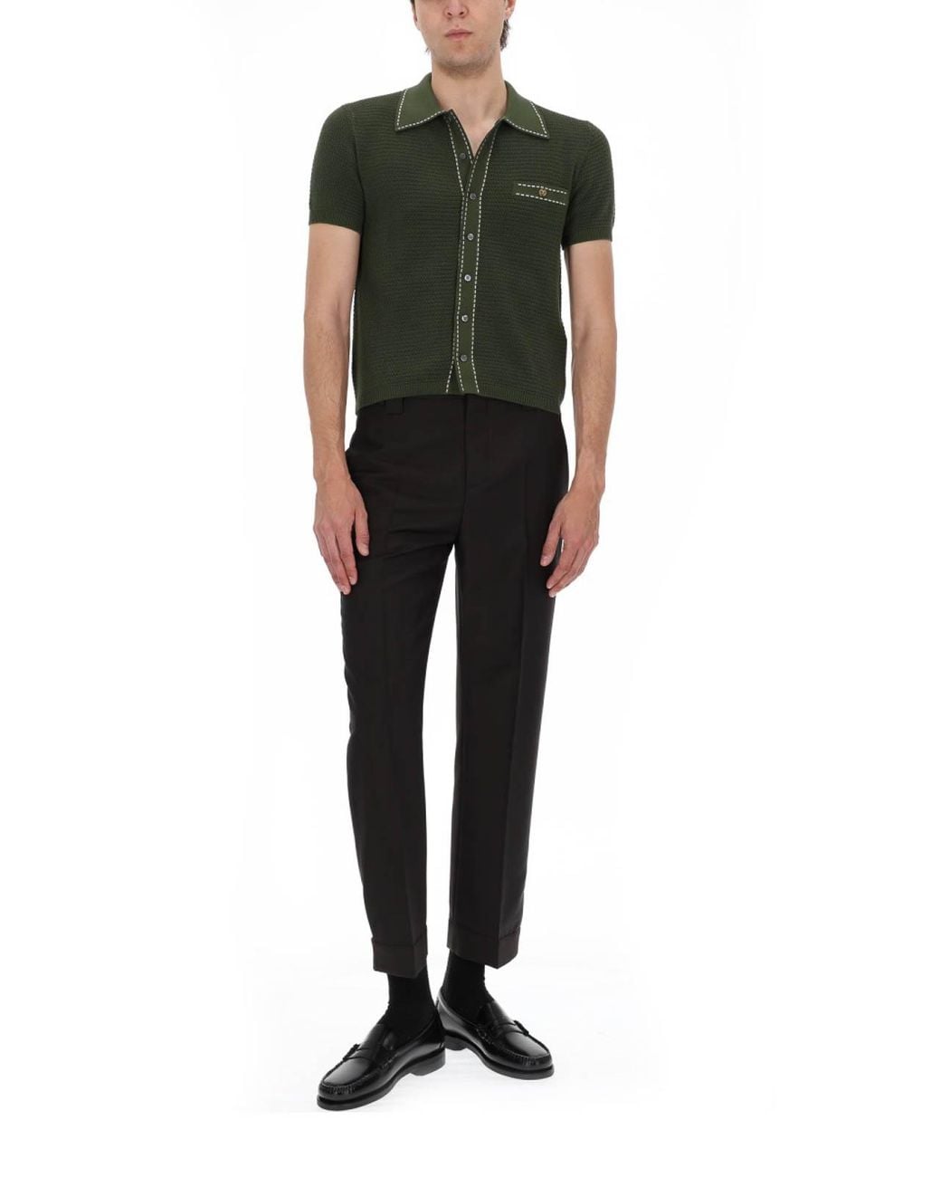 Versace Green Cotton Knit Shirt for men