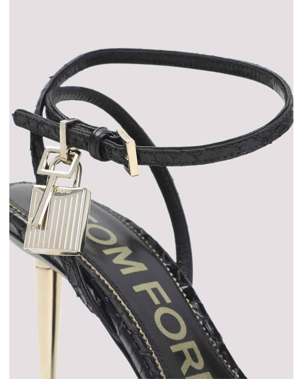 Tom Ford White Semi Shiny Printed Python Sandals