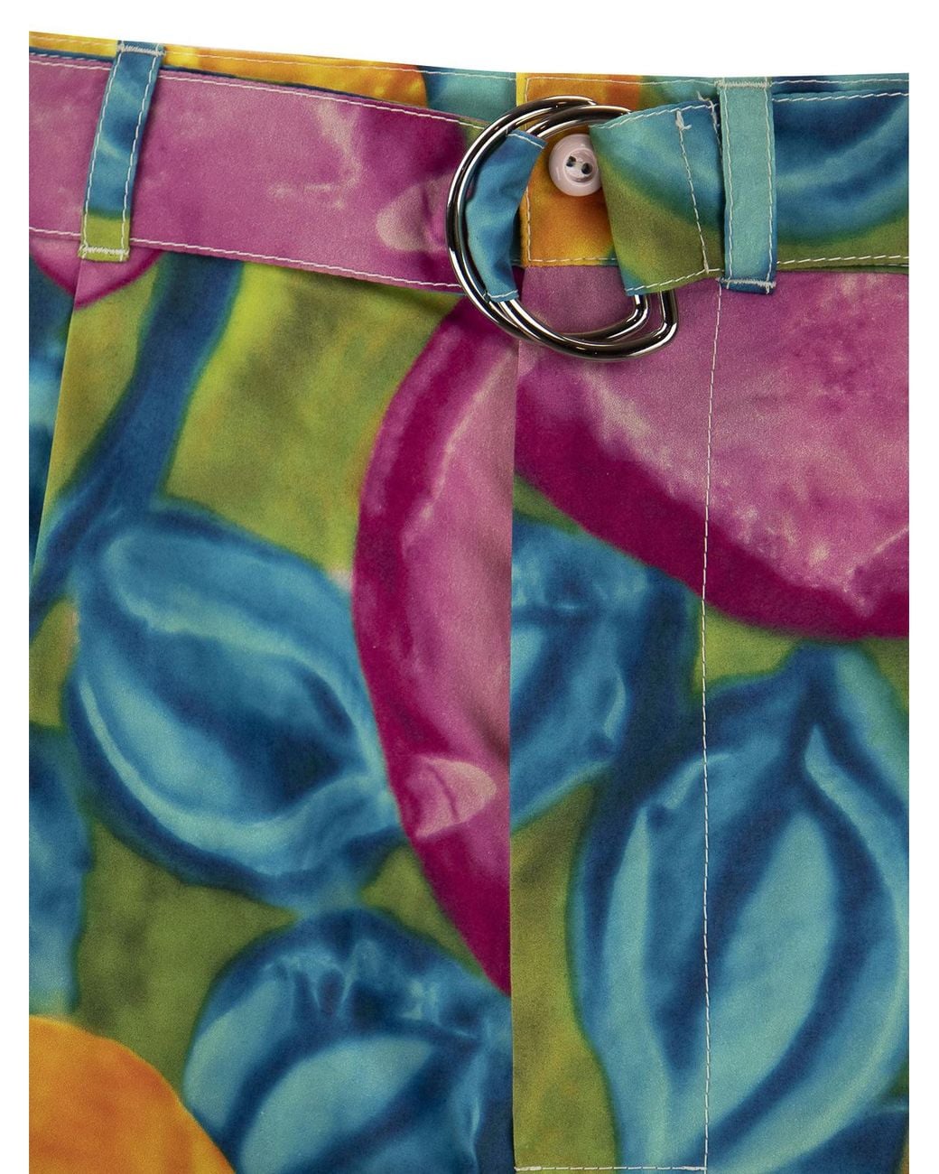 Marni Blue Floral-Print Bermuda With Belt