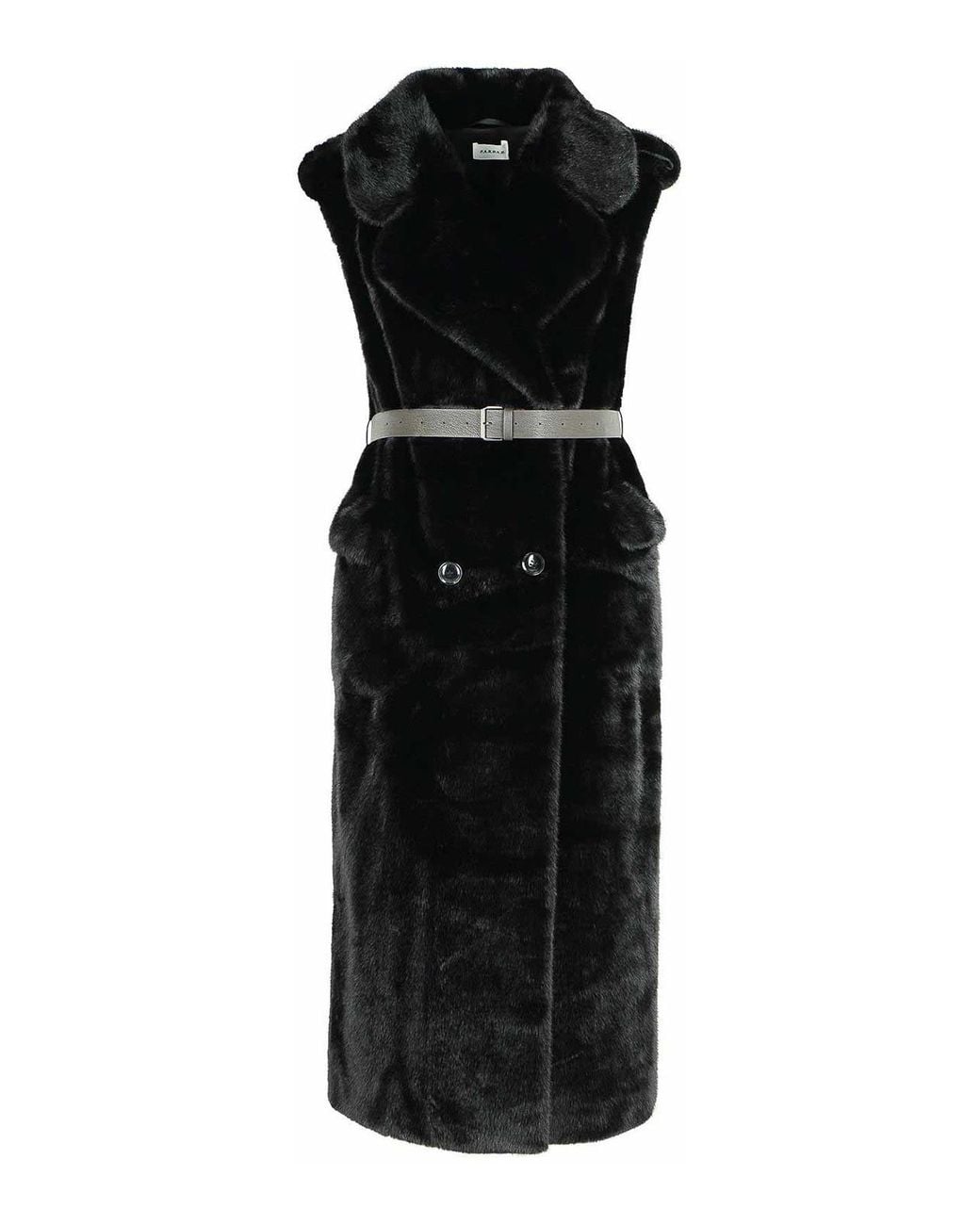 P.A.R.O.S.H. Black Faux Fur Coat