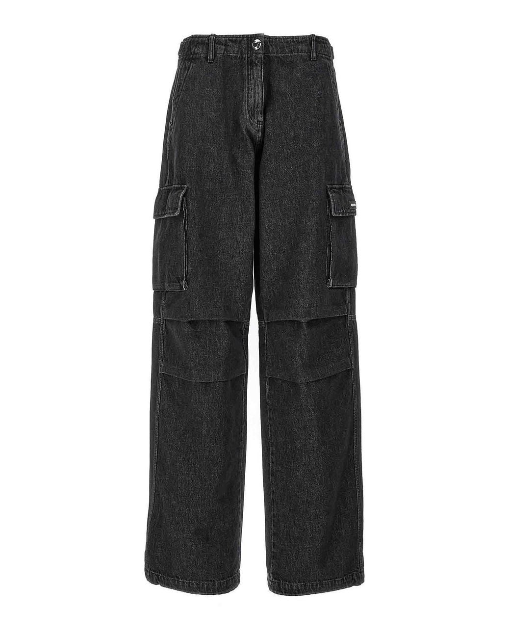 Coperni Black Denim Wide Leg Cargo Jeans