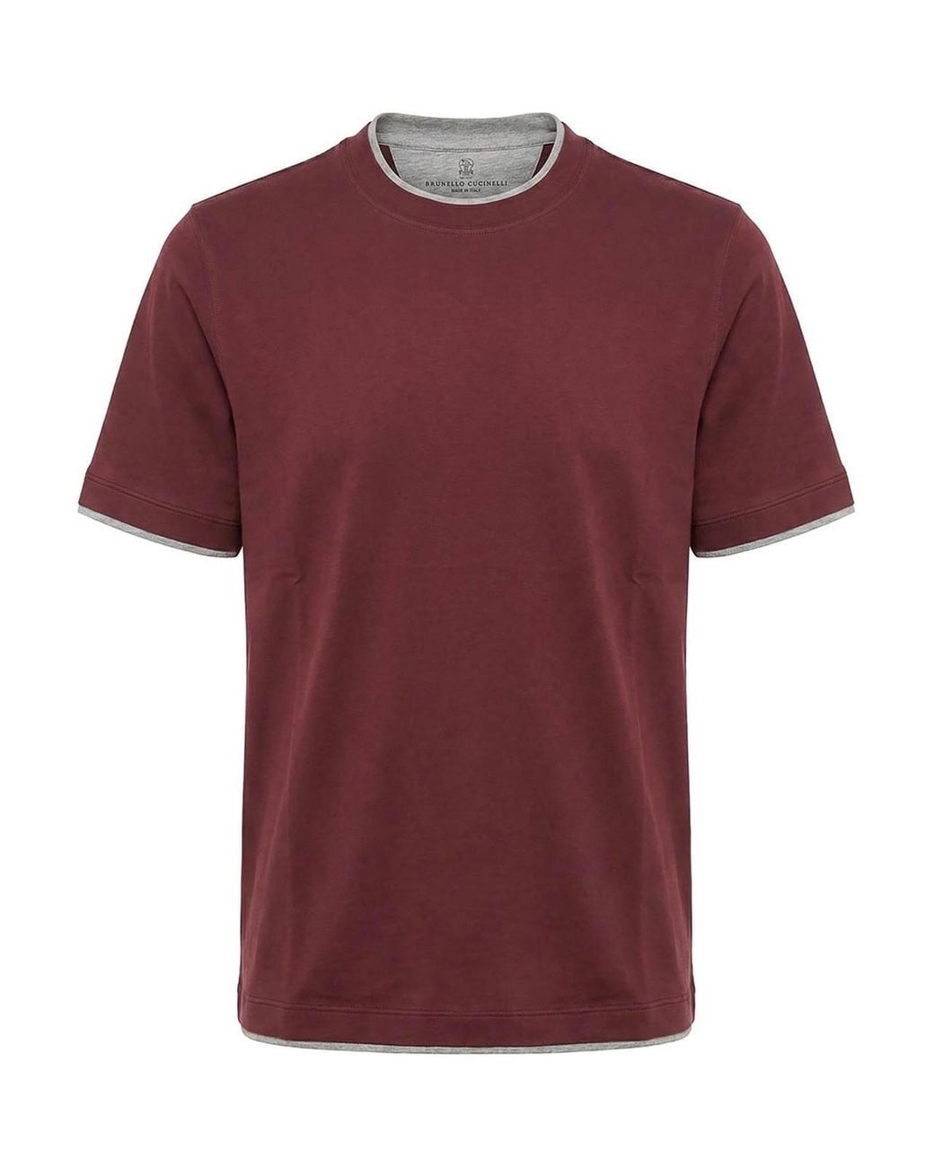 Brunello Cucinelli Red T-Shirt With Faux-Layering for men